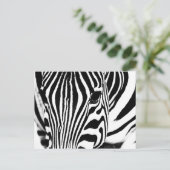 Zebra portret zwart-wit briefkaart (Staand voorkant)