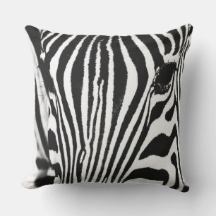 Zebra portret zwart-wit buitenkussen