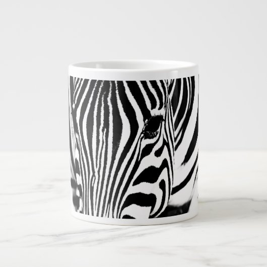Zebra portret zwart-wit grote koffiekop (Voorkant)