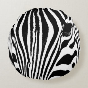 Zebra portret zwart-wit rond kussen