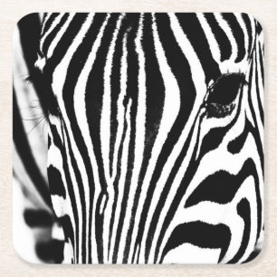 Zebra portret zwart-wit vierkante kartonnen onderzetter