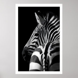 Zebra Portretprint Modern Zwart en Wit Muur Poster