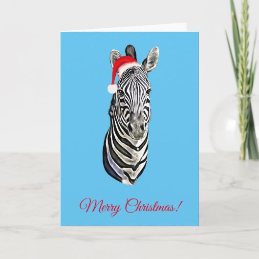 Zebra Portretschilderij Kerstman Kerstman Kaart (Voorkant)