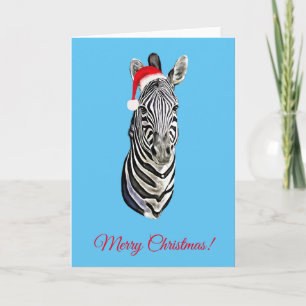 Zebra Portretschilderij Kerstman Kerstman Kaart