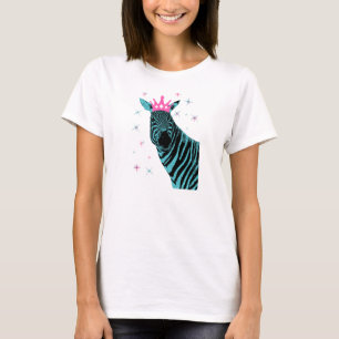 Zebra Princess in Aqua met roze Kroon T-shirt