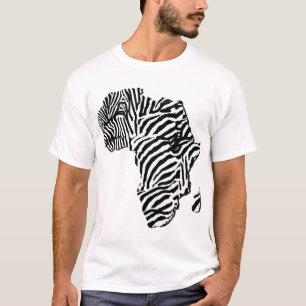 Zebra Print African Safari Africa Map T-shirt