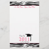 Zebra Print Afstuderen Stationery Class of 2011 Briefpapier (Voorkant)