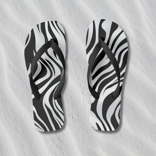 Zebra Print Animal Motif tongs flops