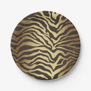 Zebra Print Animal Skin Elegant modern Glam Gold Papieren Bordje