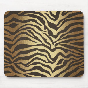 Zebra Print Animal Skin Print Modern Glam Gold Muismat
