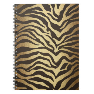 Zebra Print Animal Skin Print Modern Glam Gold Notitieboek