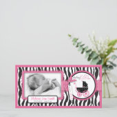 Zebra Print & Baby Carriage aankondiging (Staand voorkant)