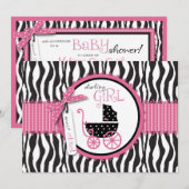 Zebra Print & Baby Carriage Baby shower Invitation (Devant / Derrière)