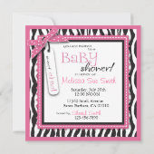Zebra Print & Baby Carriage Baby shower Invitation (Dos)