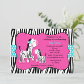 Zebra Print Baby Shower Invitations (Debout devant)