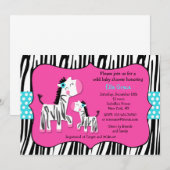 Zebra Print Baby Shower Invitations (Devant / Derrière)