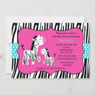 Zebra Print Baby Shower-uitnodigingen Kaart