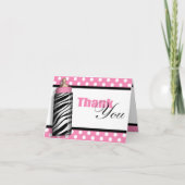 Zebra Print Bébé Bouteille rose Merci Cartes (Devant)