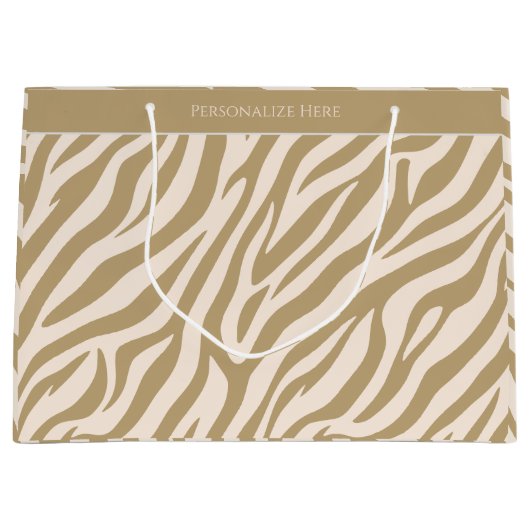 Zebra Print-Beige Groot Cadeauzakje (Voorkant)