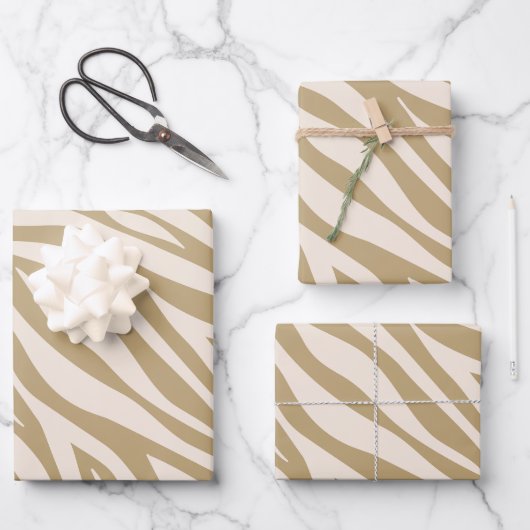 Zebra Print-Beige Inpakpapier Vel (Voorkant)