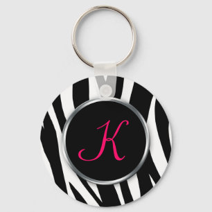 Zebra Print : Berry Monogram : Sleutelhanger