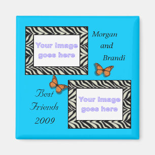 Zebra Print Best Friends Photo Magnet