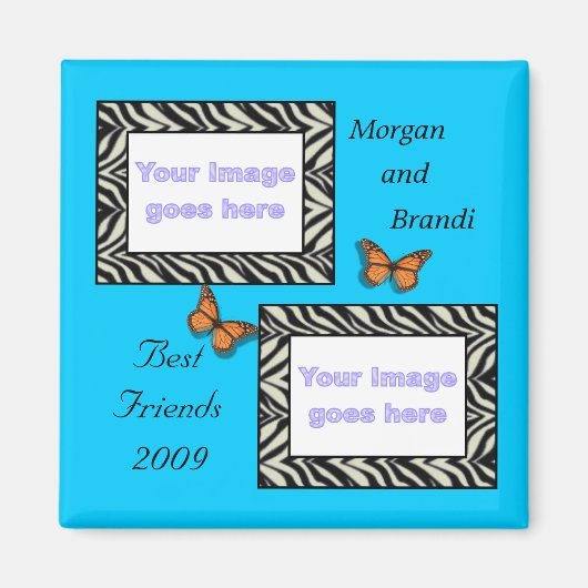 Zebra Print Best Friends Photo Magnet (Devant)