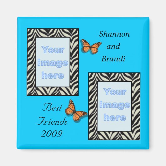 Zebra Print Best Friends Photo Magnet (Devant)