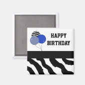 Zebra Print Birthday ballonnen Magneet (Voorkant / Achterkant)