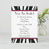 Zebra Print Birthday Party Invitation Kaart (Staand voorkant)