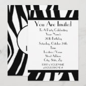 Zebra Print Birthday Party Invitation Kaart (Voorkant / Achterkant)