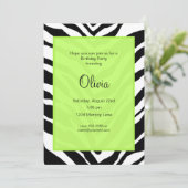 Zebra Print Birthday Party Invitation Kaart (Staand voorkant)