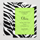 Zebra Print Birthday Party Invitation Kaart (Voorkant / Achterkant)