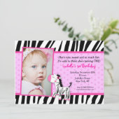 Zebra Print Birthday party Invitations (Debout devant)