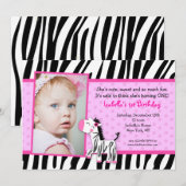 Zebra Print Birthday party Invitations (Devant / Derrière)