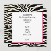 Zebra Print Birthday Uitnodiging (Voorkant / Achterkant)