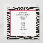 Zebra Print Birthday Uitnodiging (Voorkant)