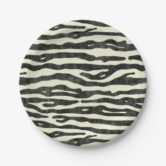Zebra Print Black Ecru Striped Animal Safari Papieren Bordje