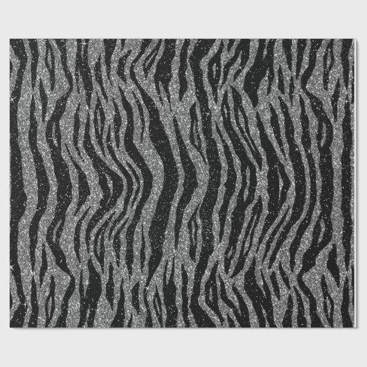 Zebra Print Black en Grey Silver Cadeaupapier (Vlak)