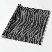 Zebra Print Black en Grey Silver Cadeaupapier (Uitgerold)