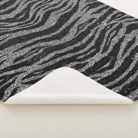 Zebra Print Black en Grey Silver Sherpa Deken (3/4)