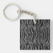 Zebra Print Black en Grey Silver Sleutelhanger (voorkant)