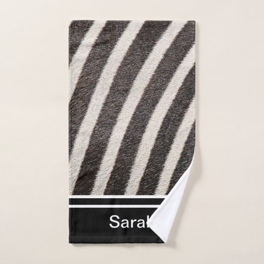 Zebra Print Black en White Pattern Monogram Bad Handdoek (Handdoek)