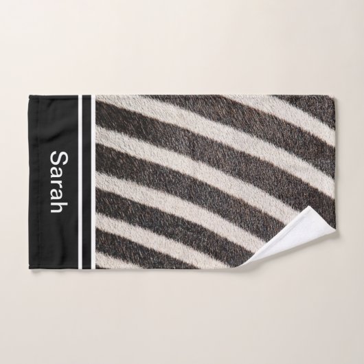 Zebra Print Black en White Pattern Monogram Bad Handdoek (Handdoek)