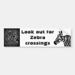 Zebra Print Black en White Stripes Bumpersticker
