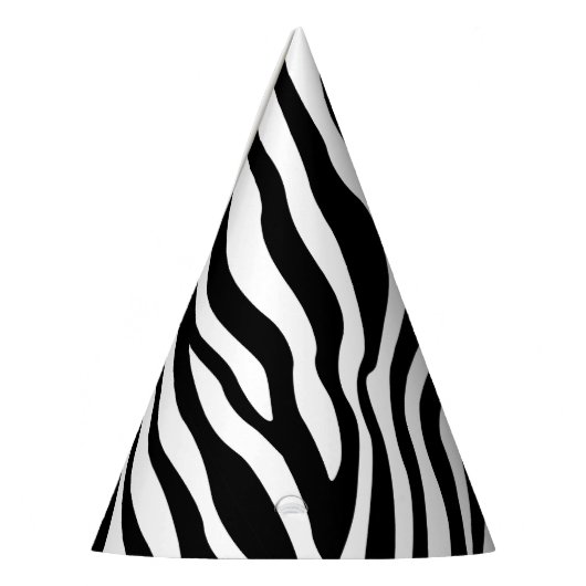 Zebra Print Black en White Stripes Pattern Feesthoedjes (Links)