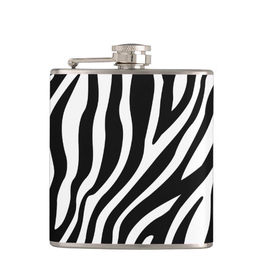 Zebra Print Black en White Stripes Pattern Heupfles (Voorkant)