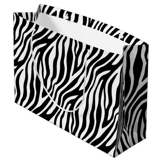 Zebra Print Black en White Stripes Pattern Large Cadeautasje (Achterkant Gekanteld)