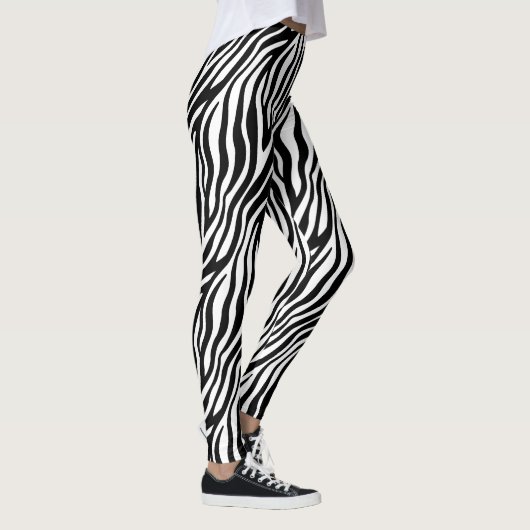 Zebra Print Black en White Stripes Pattern Leggings (Rechts)