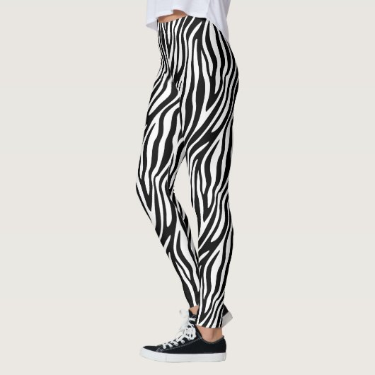 Zebra Print Black en White Stripes Pattern Leggings (Links)